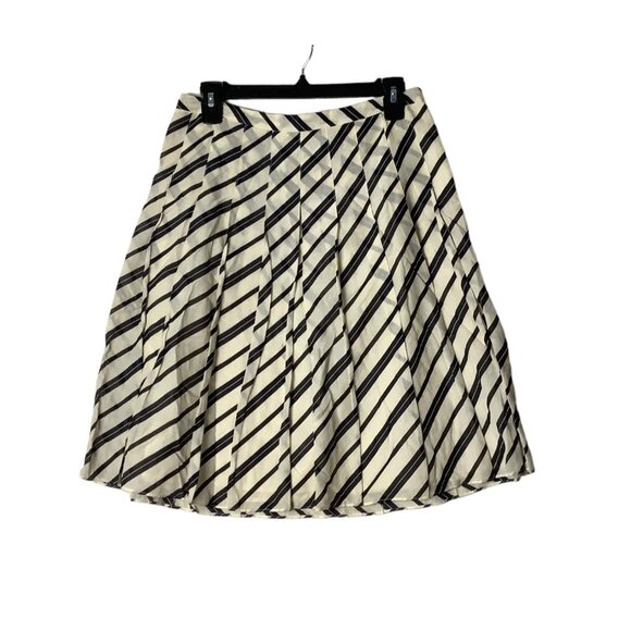 Banana Republic Factory Cotton Silk Blend Pleated Striped A-Line Skirt Women 2 - Picture 1 of 7
